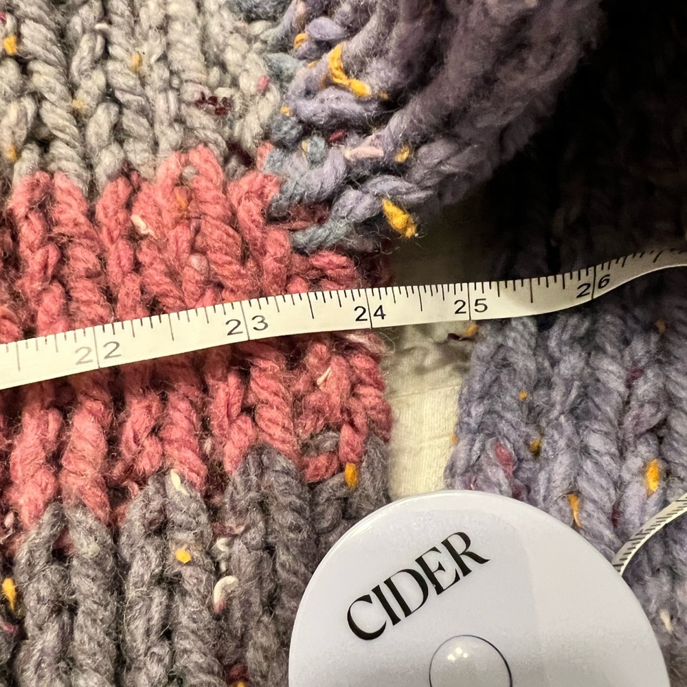 Handmade Pink Gray Striped Chunky Cardigan Womens Oversized - Picture 7 of 8